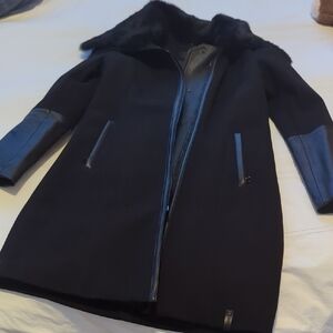 Rusak Coat with Leather And Fur Accents